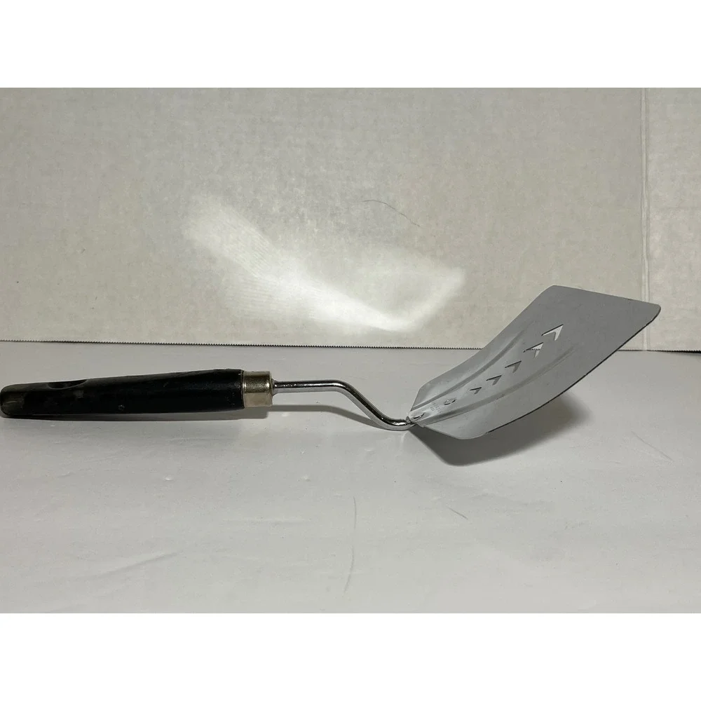 Vintage Androck USA Wide Slotted Spatula Stainless Steel Black Handle Chevron